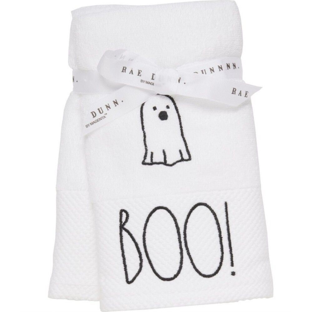 Rae Dunn “Boo” White Ghost Halloween Hand Towels Set of 2
